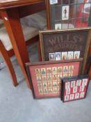 A quantity of framed and glazed cigarette cards