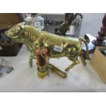 A large heavy brass bull,