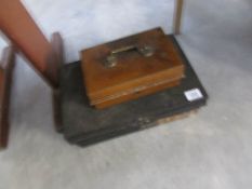 A metal deed box and cash box