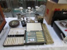 A mixed lot of silver plate etc including cutlery