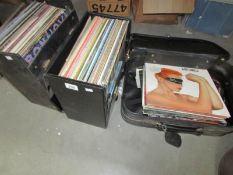 2 cases and a suitcase of LP records including Rod Stewart,
