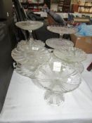 9 vintage glass cake stands