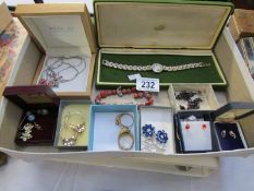 A mixed lot of jewellery including cocktail watch
