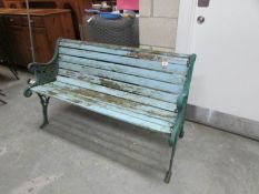 A wood and metal bench