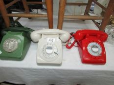 3 vintage telephones