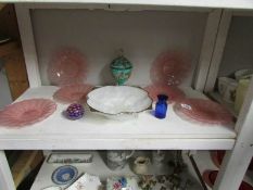 A mixed lot of glass ware including paperweight