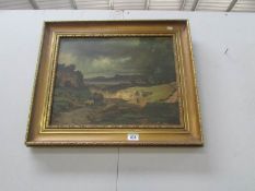 A gilt framed rural scene oil on canvas