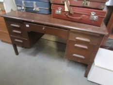 An oak office desk