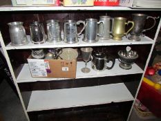 2 shelves of EPNS Including tankards