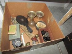A box of miscellaneous including door knobs etc