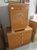 A modern 3 drawer chest and a matching bedside