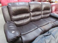 A nearly new black leather sofa