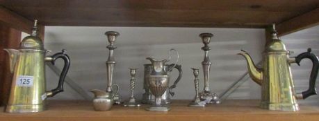 A quantity of silver plate including candlesticks,