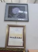 2 framed and glazed abstract prints