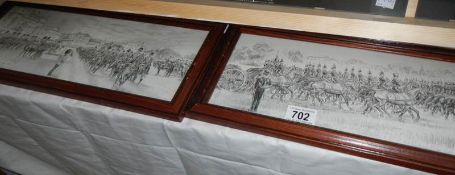 2 framed and glazed military pencil drawings,