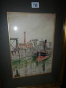 A framed and glazed marine watercolour signed Robt Barkess, 1925,