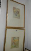 A pair of signed 1930's preliminary pencil and crayon drawings for the Henry series of cigarette