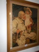 A framed and glazed nostalgic study of Grandfather with Granddaughter signed Arthur G Elsley 1892,