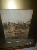 A framed and glazed watercolour signed E Ridgdale Tate and dated 1915,