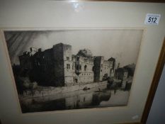 An original etching of Newark Castle singed Stanley Anderson CBE.