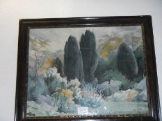 A framed and glazed watercolour, signed but indistinct,