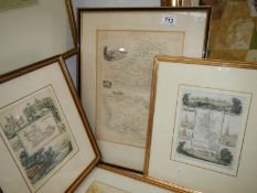 A framed and glazed map of the Channel islands and 2 others