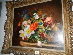 A framed oil on board 'Flower Piece' signed Stuart Somerville,