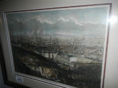 A framed and glazed engraving 'A View of Bradford from Cliff Quarry',