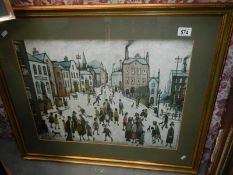 A print by L S Lowry entitled 'The Village Square',