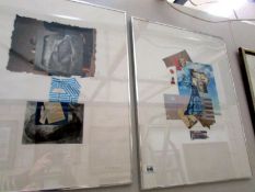 A pair of framed and glazed abstract collages signed O Padovani