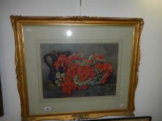 A gilt framed watercolour 'Floral Display' signed Phyllis K Hewton,