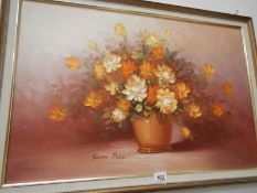 An oil on canvas floral still life signed Susan Page,