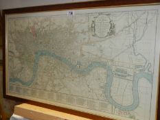 A good copy of an 1810 map of London Westminster and Southwark in an oak frame,