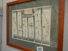 An early framed and glazed road map,