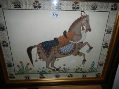 A large painting on fabric of a Tang horse,
