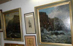 A pair of Yorkshire coastline seascapes signed Cedric Gray ' 97,