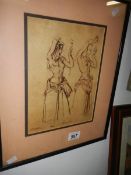 A framed and glazed semi nude print,