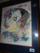 A framed and glazed monoprint signed Suzi Lavinia Smith '89,