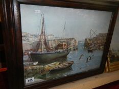 A framed and glazed Vernon Ward print of a harbour scene,