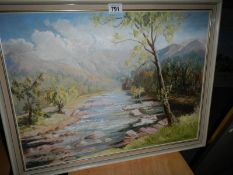 An oil on board river scene signed Lilian Bartle,