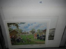 21 prints in 3 folios - cricket, rural, farm scenes etc, most signed by artists,