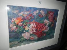 A framed and glazed floral watercolour signed Bella Van Beck-Streeve,