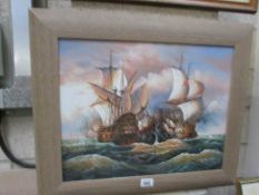 An oil on board seascape signed J Harvey,