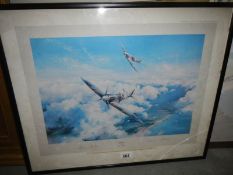 A framed and glazed RAF print, Spitfire, Robert Taylor,