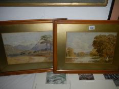 A pair of framed and glazed 19th century watercolours purported to have been painted by Lady Palmer