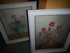 A pair of framed and glazed floral watercolours, one initialled E R G '57,