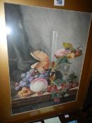 A framed and glazed watercolour still life,