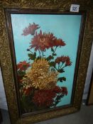 An oil on board study of chrysanthemums,