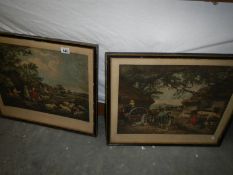 A pair of 19th century coloured lithographs entitled 'The Dairy Farm' and 'The Shepherds',