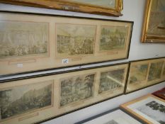 3 x 3 framed and glazed Rowlandson prints,